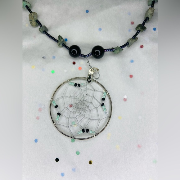 African Turquoise Necklace with DreamCatcher Pendant - Picture 4 of 5